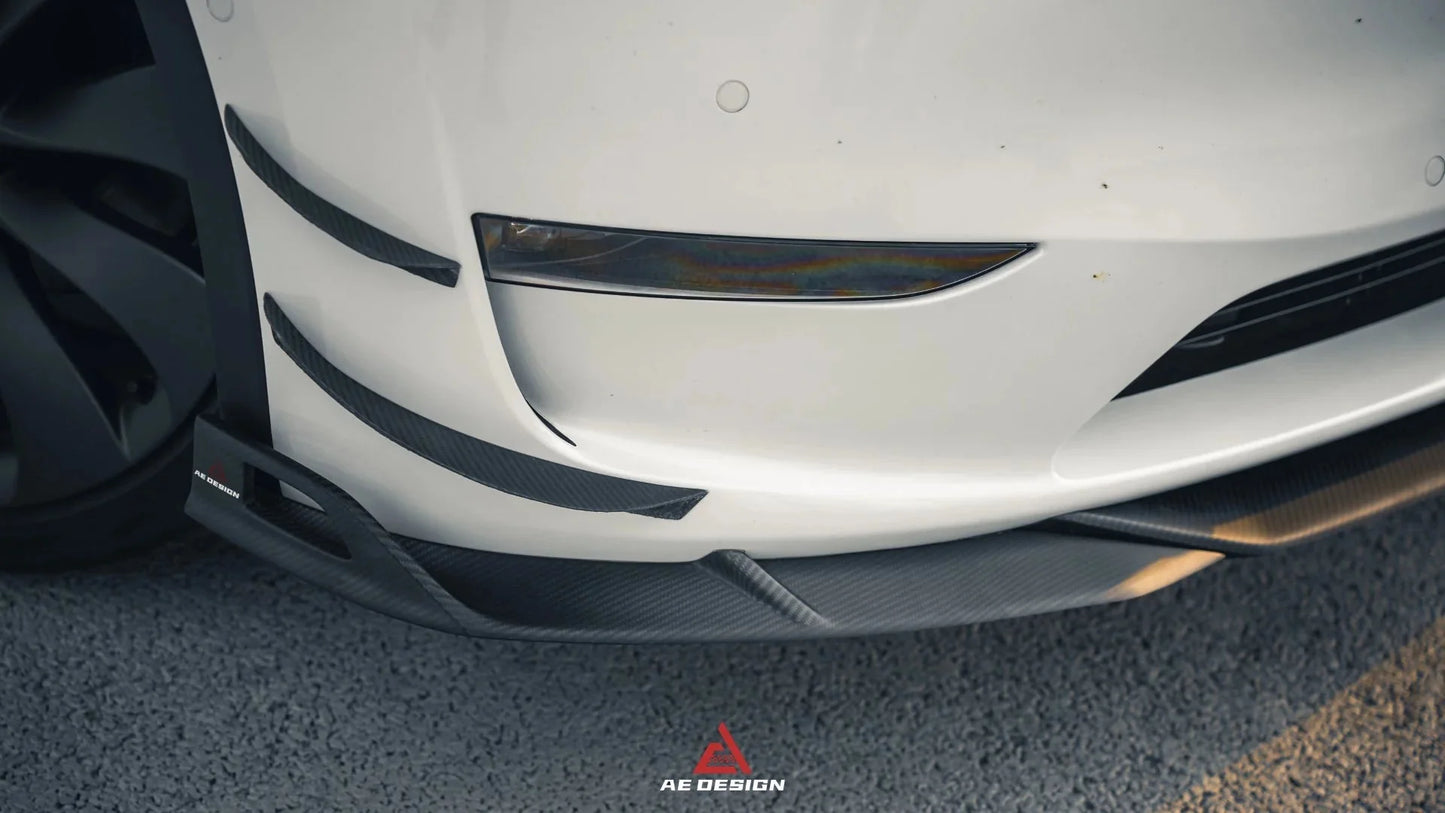 AERO CARBON - TESLA MODEL Y CARBON FIBRE FRONT BUMPER CANARDS - Aero Carbon UK