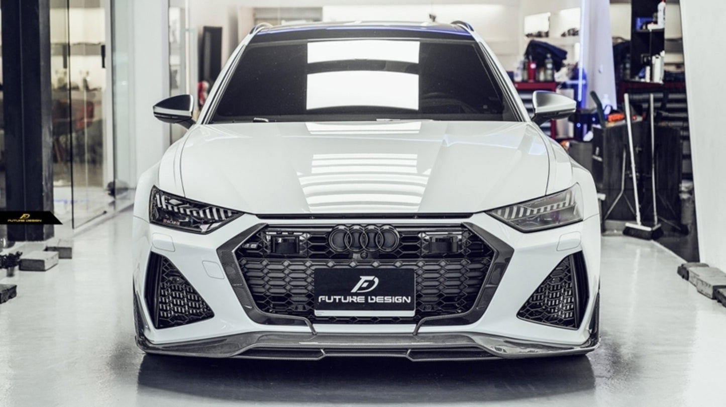 FUTURE DESIGN - AUDI RS6 RS7 C8 CARBON FIBRE FRONT GRILL SIDE OVERLAY - Aero Carbon UK
