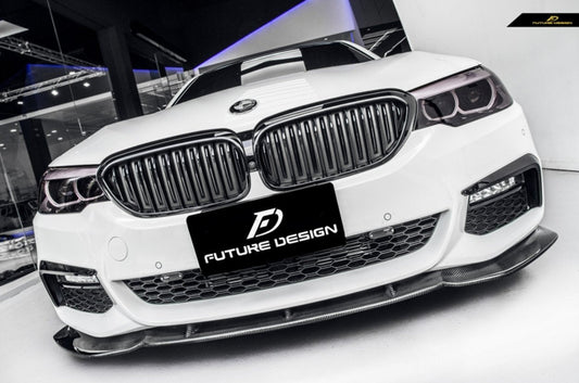 FUTURE DESIGN - BMW 5 SERIES G30 PRE LCI CARBON FIBRE FRONT LIP ( FD STYLE ) - Aero Carbon UK