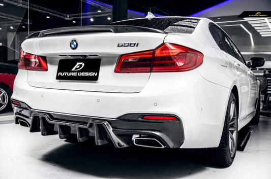 FUTURE DESIGN - BMW 5 SERIES G30 PRE LCI CARBON FIBRE REAR DIFFUSER ( GT STYLE ) - Aero Carbon UK