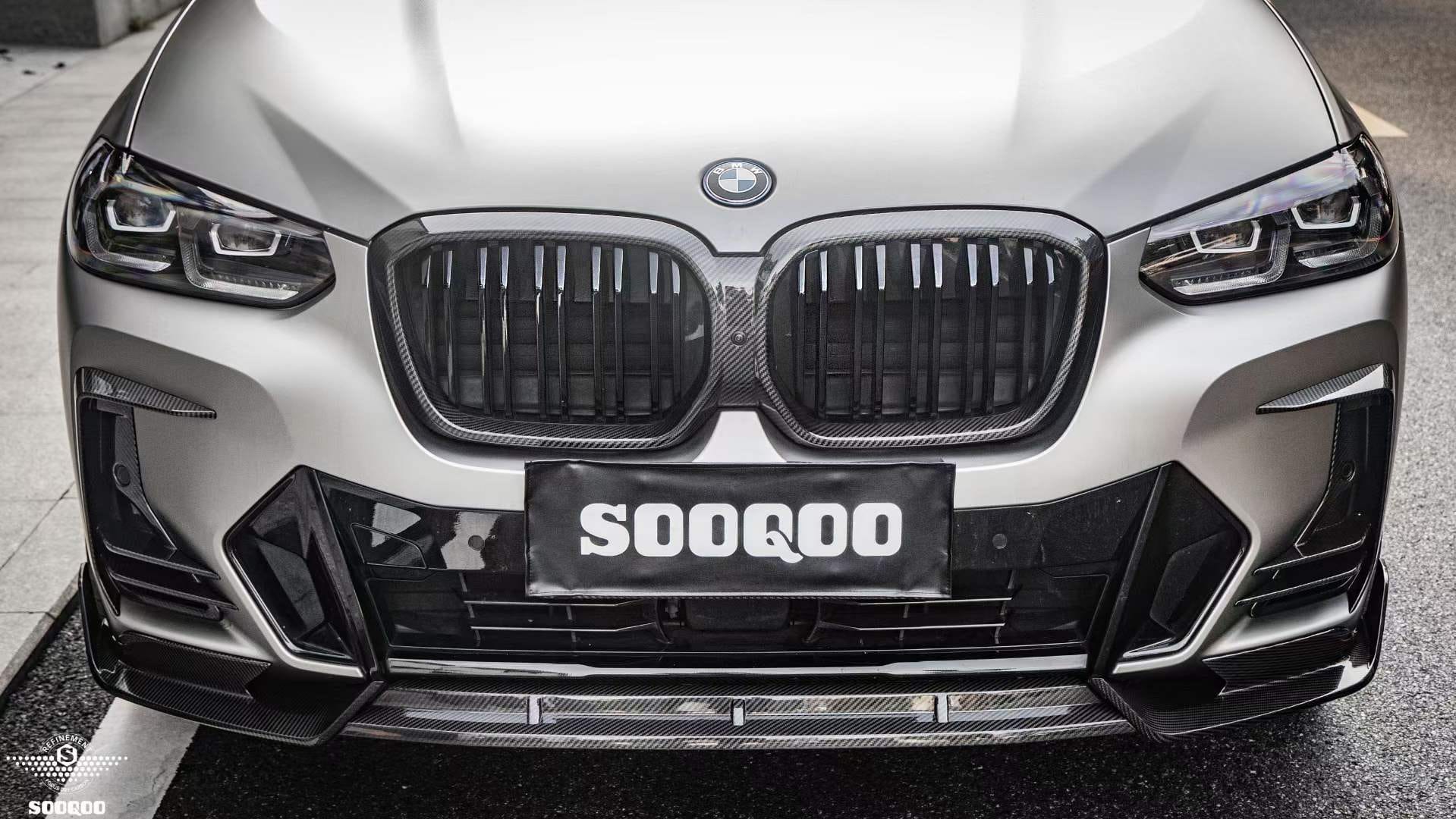 SOOQOO - BMW IX3 G08 DRY CARBON FRONT CANARDS - Aero Carbon UK