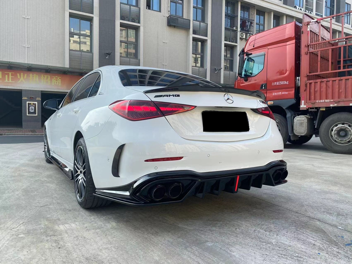 MGD - MERCEDES BENZ C CLASS W206 SLIM LINE LED REAR DIFFUSER GLOSS BLACK