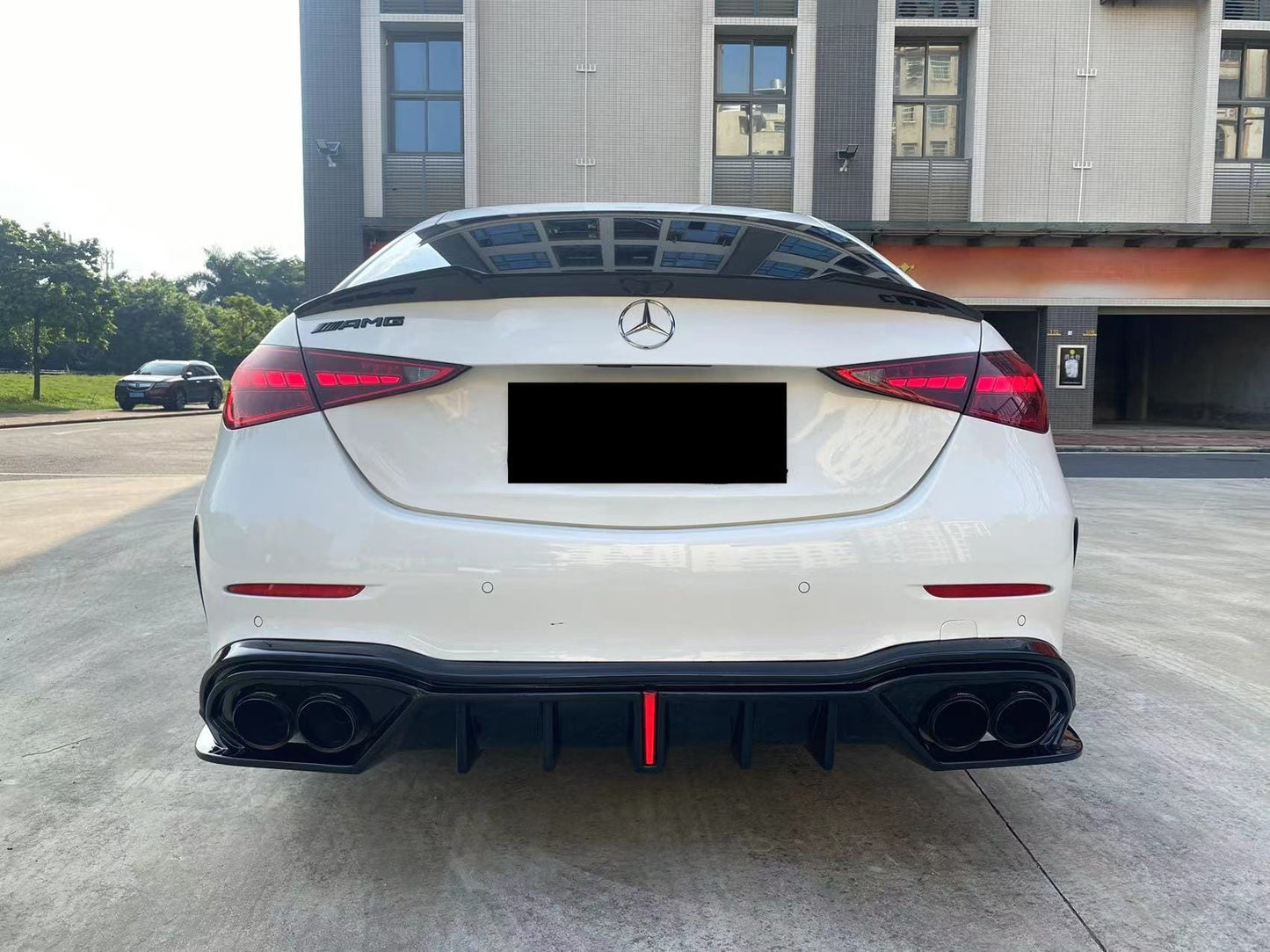 MGD - MERCEDES BENZ C CLASS W206 SLIM LINE LED REAR DIFFUSER GLOSS BLACK