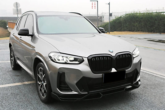 AERO CARBON - BMW X3 G01 / X4 G02 LCI GLOSSY BLACK FRONT LIP V STYLE - Aero Carbon UK