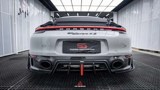 AERO DESIGN - PORSCHE CARRERA 911 992 DRY CARBON FIBRE LED REAR DIFFUSER - Aero Carbon UK