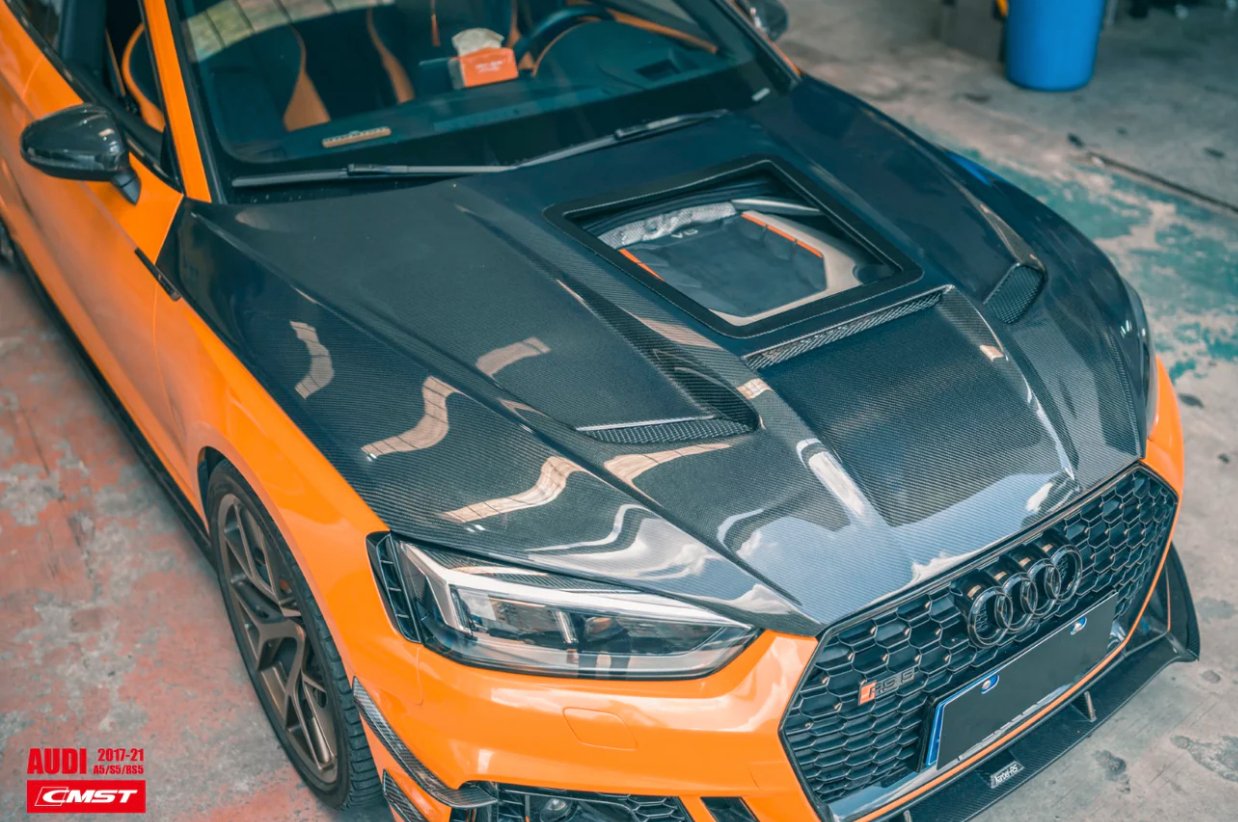 CMST - AUDI A5 S5 RS5 B9 B9.5 CARBON FIBRE TRANSPARENT BONNET HOOD - Aero Carbon UK
