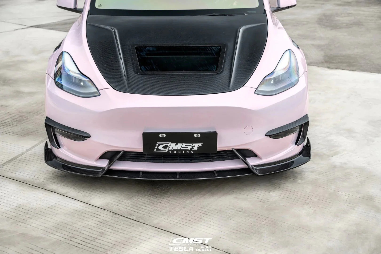 CMST - TESLA MODEL Y TRANSPARENT GLASS CARBON FIBRE BONNET HOOD - Aero Carbon UK