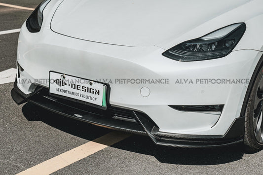 MIW DESIGN - TESLA MODEL Y DRY CARBON FIBRE FRONT LIP - Aero Carbon UK